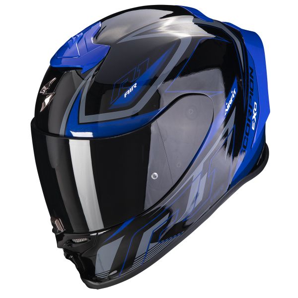 Scorpion Exo R1 Evo Air Gaz Metal Black Blue + Intercom Sena 5S