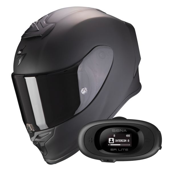 Full Face Scorpion Exo R1 Evo Air Solid Matt Black + Kit bluetooth 5R Lite