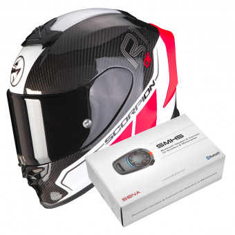 Full Face Scorpion Exo R1 Evo Carbon Air Corpus II Red + Intercom Sena SMH5