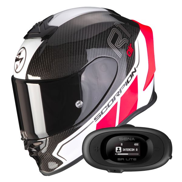 Full Face Scorpion Exo R1 Evo Carbon Air Corpus II Red + Kit bluetooth 5R Lite