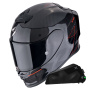 Casque Full Face Scorpion Exo R1 Evo Carbon Air Cynergy Black Red + Kit bluetooth Exo-Com Link-1C