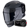 Casque Full Face Scorpion Exo R1 Evo Carbon Air Cynergy Black White + Kit Bluetooth 5S Solo