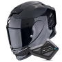 Casque Full Face Scorpion Exo R1 Evo Carbon Air Cynergy Black White + Kit Bluetooth BT Mini