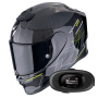 Casque Full Face Scorpion Exo R1 Evo Carbon Air Cynergy Black Yellow Fluo + Kit bluetooth 5R Lite