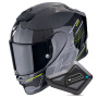 Casque Full Face Scorpion Exo R1 Evo Carbon Air Cynergy Black Yellow Fluo + Kit Bluetooth BT Mini