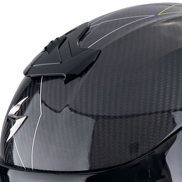Scorpion Exo R1 Evo Carbon Air Cynergy Black Yellow Fluo + Kit Bluetooth BT Mini