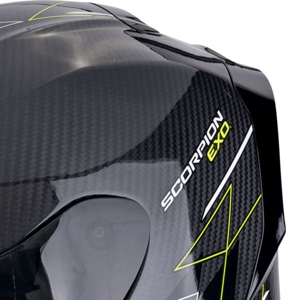Scorpion Exo R1 Evo Carbon Air Cynergy Black Yellow Fluo + Kit Bluetooth BT Mini
