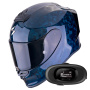 Casque Full Face Scorpion Exo R1 Evo Carbon Air Onyx Blue + Kit bluetooth 5R Lite Solo