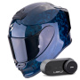 Casque Full Face Scorpion Exo R1 Evo Carbon Air Onyx Blue + Kit Bluetooth Lokui K30