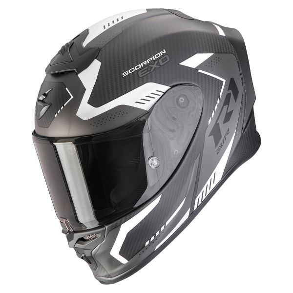 Full Face Scorpion Exo R1 Evo Carbon Air Propel Matt Black Silver Full Face Scorpion Exo R1 Evo Carbon Air Propel Matt Black Silver