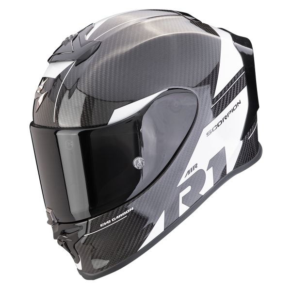 Full Face Scorpion Exo R1 Evo Carbon Air Rally Black White Full Face Scorpion Exo R1 Evo Carbon Air Rally Black White