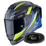 Casque Full Face Scorpion Exo R1 Evo Carbon Air Runner Black Blue Yellow + Kit bluetooth 5R Lite