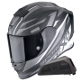 Casque Full Face Scorpion Exo R1 Evo Carbon Air Runner Black White + Kit bluetooth Exo-Com Link-1