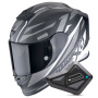 Casque Full Face Scorpion Exo R1 Evo Carbon Air Runner Matt Black White + Kit Bluetooth BT Mini