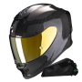 Casque Full Face Scorpion Exo R1 Evo Carbon Air Solid Black + Kit bluetooth Exo-Com Link-1C