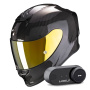 Casque Full Face Scorpion Exo R1 Evo Carbon Air Solid Black + Kit Bluetooth Lokui K30