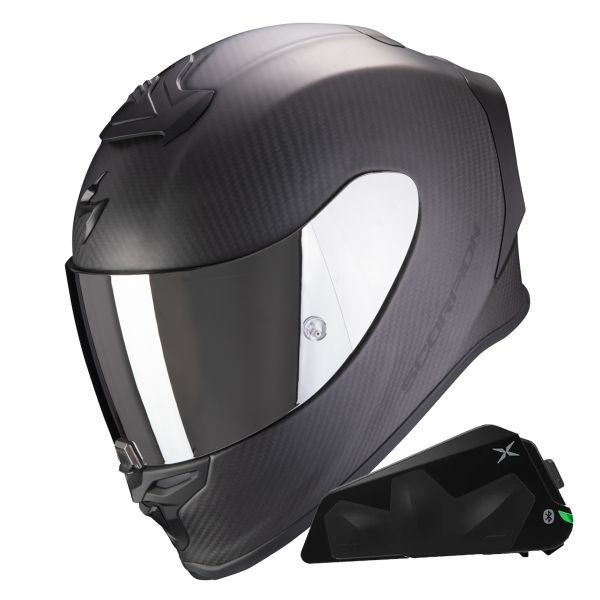 Full Face Scorpion Exo R1 Evo Carbon Air Solid Matt Black + Kit bluetooth Exo-Com Link-1C Full Face Scorpion Exo R1 Evo Carbon Air Solid Matt Black + Kit bluetooth Exo-Com Link-1C