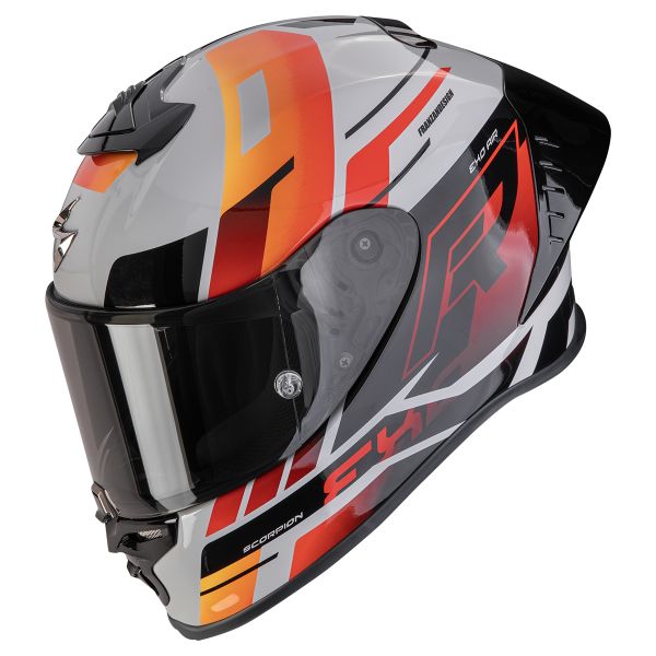 Full Face Scorpion Exo R1 Evo II Air Adrenaline Grey Red Orange Full Face Scorpion Exo R1 Evo II Air Adrenaline Grey Red Orange