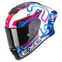 Casque Full Face Scorpion Exo R1 Evo II Air Cornering White Blue Pink