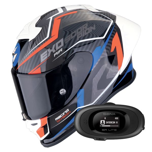 Full Face Scorpion Exo R1 Evo II Air Coup Black Red Blue + Kit bluetooth 5R Lite