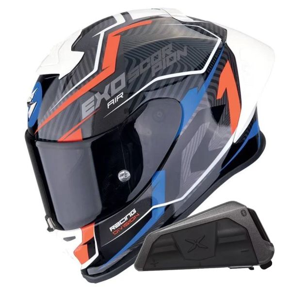 Full Face Scorpion Exo R1 Evo II Air Coup Black Red Blue + Kit bluetooth Exo-Com Link-1