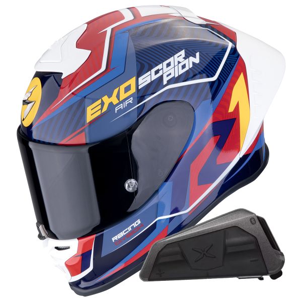Full Face Scorpion Exo R1 Evo II Air Coup Black Red Yellow + Kit bluetooth Exo-Com Link-1