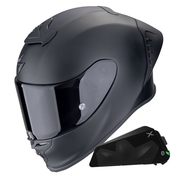 Full Face Scorpion Exo R1 Evo II Air Matt Black + Kit bluetooth Exo-Com Link-1C