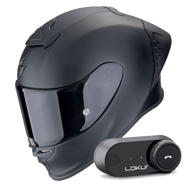Full Face Scorpion Exo R1 Evo II Air Matt Black + Kit Bluetooth Lokui K30 Full Face Scorpion Exo R1 Evo II Air Matt Black + Kit Bluetooth Lokui K30