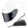Casque Full Face Scorpion Exo R1 Evo II Air Pearl White + Kit bluetooth Exo-Com Link-1
