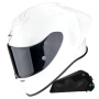 Casque Full Face Scorpion Exo R1 Evo II Air Pearl White + Kit bluetooth Exo-Com Link-1C