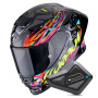 Casque Full Face Scorpion Exo R1 Evo II Air Savage Black Blue Pink + Kit Bluetooth BT Mini