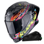 Casque Full Face Scorpion Exo R1 Evo II Air Savage Black Blue Pink + Kit bluetooth Exo-Com Link-1C