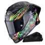 Casque Full Face Scorpion Exo R1 Evo II Air Savage Green Orange + Kit bluetooth Exo-Com Link-1C