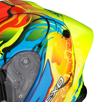 Scorpion Exo R1 Evo II Air Thrust Neon Red Blue Yellow