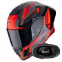 Casque Full Face Scorpion Exo R1 Evo II Air Vital Black Silver Red + Kit bluetooth 5R Lite Solo