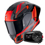 Casque Full Face Scorpion Exo R1 Evo II Air Vital Black Silver Red + Kit Bluetooth 5S Solo