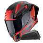 Casque Full Face Scorpion Exo R1 Evo II Air Vital Black Silver Red + Kit bluetooth Exo-Com Link-1