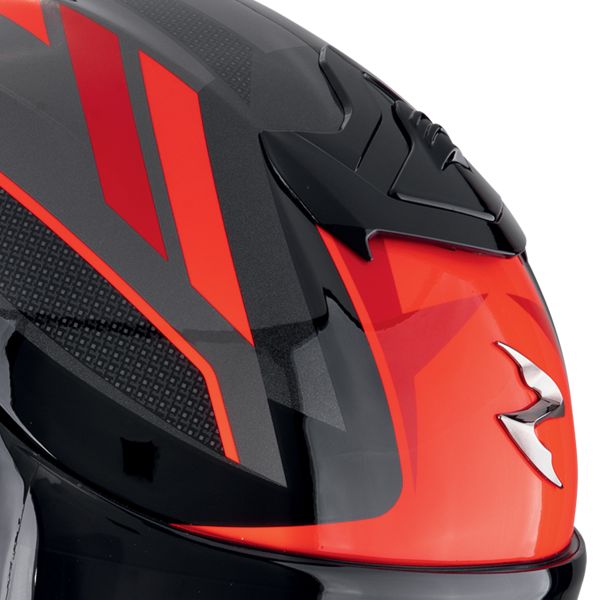 Scorpion Exo R1 Evo II Air Vital Black Silver Red + Kit bluetooth Exo-Com Link-1