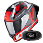 Casque Full Face Scorpion Exo R1 Evo II Air Vital Grey White Red + Kit bluetooth 5R Lite Solo