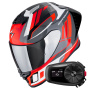 Casque Full Face Scorpion Exo R1 Evo II Air Vital Grey White Red + Kit Bluetooth 5S Solo