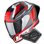 Casque Full Face Scorpion Exo R1 Evo II Air Vital Grey White Red + Kit Bluetooth BT Mini