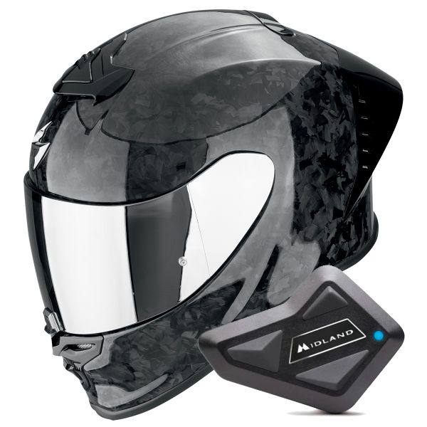 Full Face Scorpion Exo R1 Evo II Carbon Air Onyx Black + Kit Bluetooth BT Mini Full Face Scorpion Exo R1 Evo II Carbon Air Onyx Black + Kit Bluetooth BT Mini