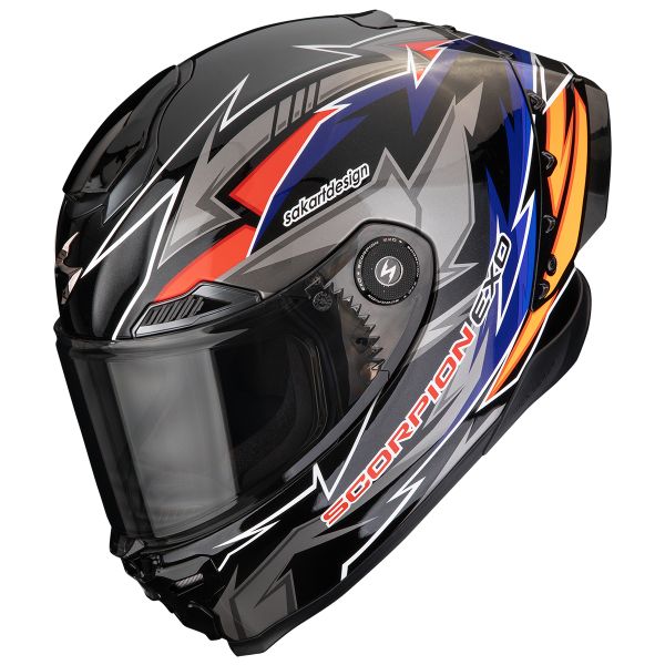 Full Face Scorpion Exo Race Air Moove On Black Blue Orange