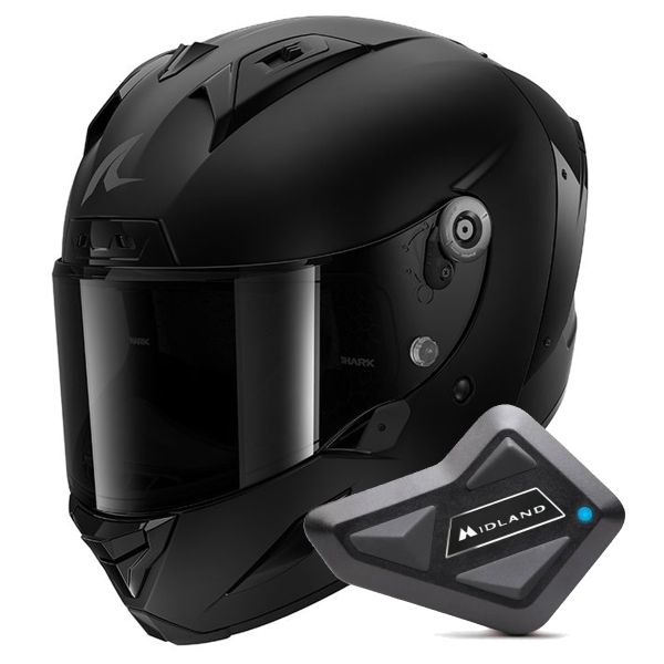 Full Face Shark Aeron Dark Shadow Mat KMA + Kit Bluetooth BT Mini