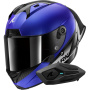 Casque Full Face Shark Aeron GP Blank SP Carbon Blue Anthracite + Kit Bluetooth Sena for Shark
