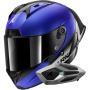 Casque Full Face Shark Aeron GP Blank SP Carbon Blue Anthracite + Kit Bluetooth Sena Mesh
