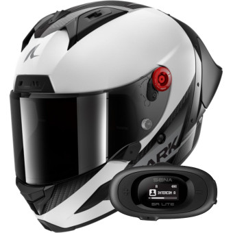 Casque Full Face Shark Aeron GP Blank SP Carbon White Anthracite + Kit bluetooth 5R Lite Solo Casque Full Face Shark Aeron GP Blank SP Carbon White Anthracite + Kit bluetooth 5R Lite Solo