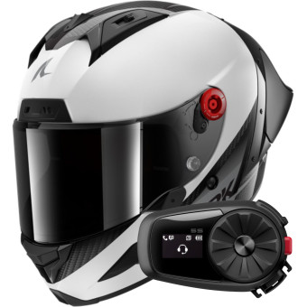 Casque Full Face Shark Aeron GP Blank SP Carbon White Anthracite + Kit Bluetooth 5S Solo Casque Full Face Shark Aeron GP Blank SP Carbon White Anthracite + Kit Bluetooth 5S Solo