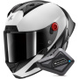 Casque Full Face Shark Aeron GP Blank SP Carbon White Anthracite + Kit Bluetooth BT Mini