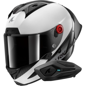 Casque Full Face Shark Aeron GP Blank SP Carbon White Anthracite + Kit Bluetooth Sena for Shark Casque Full Face Shark Aeron GP Blank SP Carbon White Anthracite + Kit Bluetooth Sena for Shark